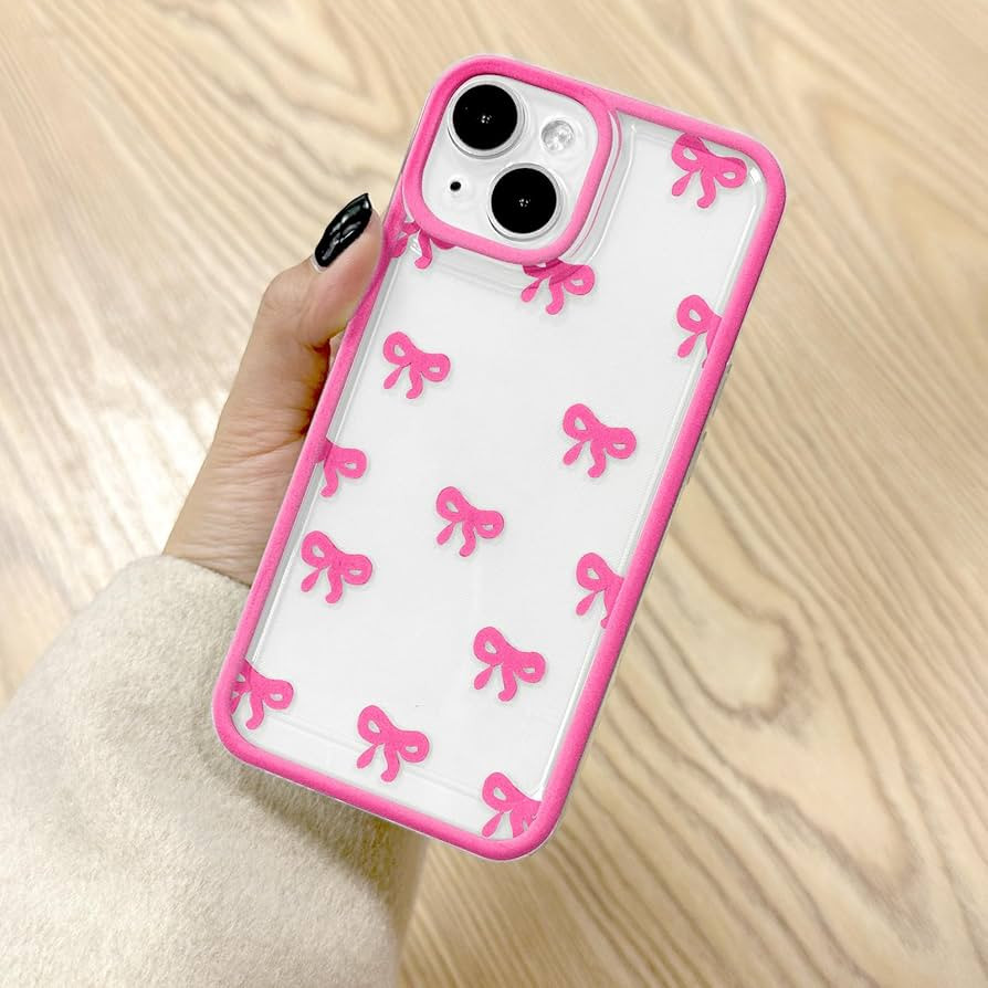 EYZUTAK Case for iPhone 15, Clear Cute Ribbon Bowknot Pattern Aesthetic Transparent Phone Case Ra... | Amazon (US)