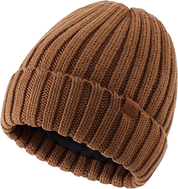 Home Prefer Mens Winter Hat Warm Stocking Beanie Women Knit Hats with Lining | Amazon (US)