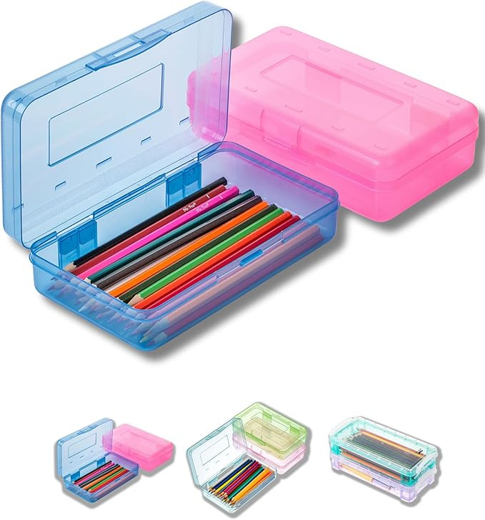 Mr. Pen- Pencil Box, 2 Pack, Assorted Color for Kids, Plastic Hard Pencil Case, School Supply Cra... | Amazon (US)
