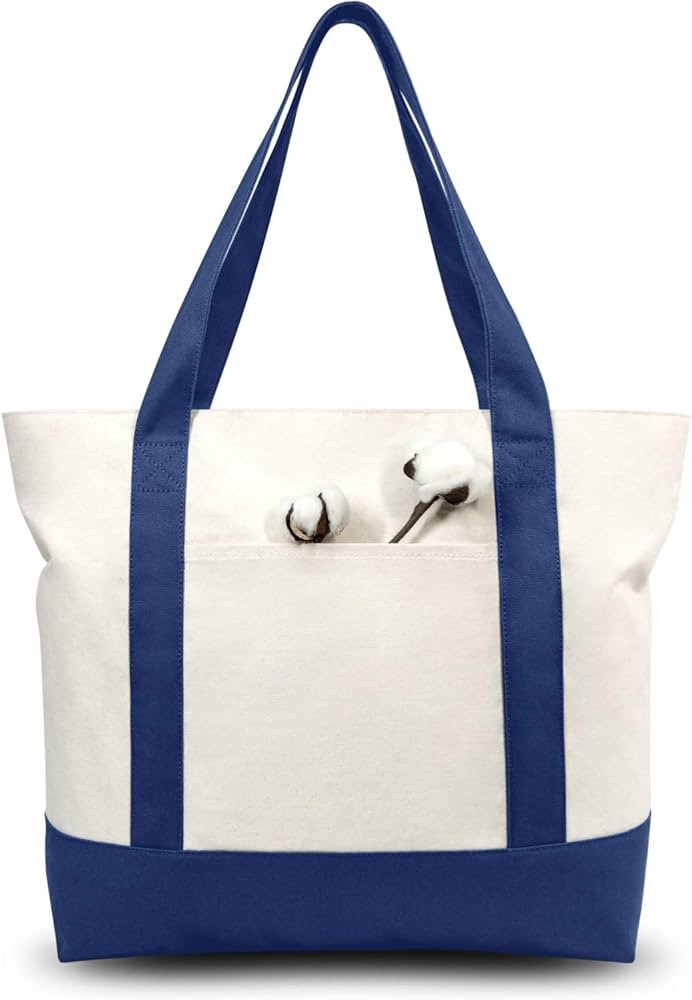TOPDesign Canvas Tote Bag Blue/Natural | Amazon (US)