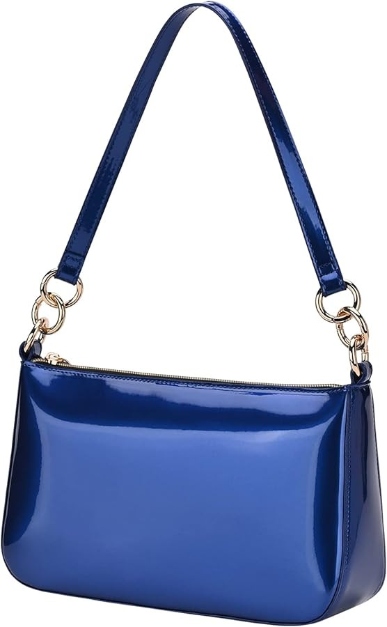 Glossy Faux Patent Leather Shoulder Bag for Women, Shiny Casual Clutch Purse, Mini Trendy Y2K Han... | Amazon (US)