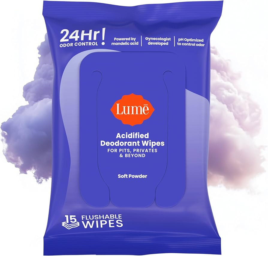 Lume Acidified Deodorant Wipes - 24 Hour Odor Control - Aluminum Free, Baking Soda Free, Skin Lov... | Amazon (US)