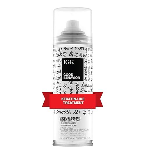 IGK GOOD BEHAVIOR Spirulina Protein Smoothing Spray | Keratin Like Treatment + Frizz Control + He... | Amazon (US)