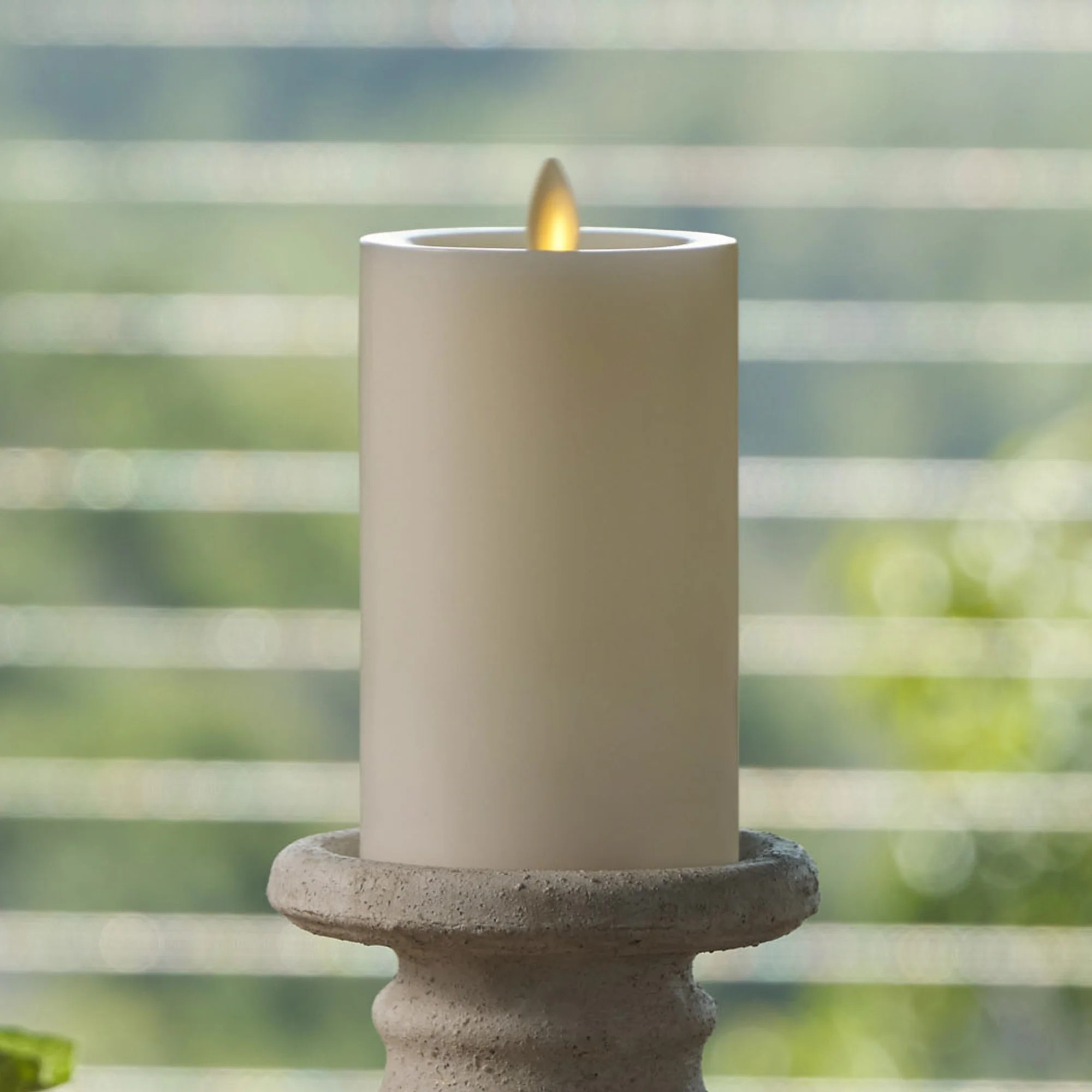 Pearl Ivory Flameless Candle Pillar - Recessed Top | Luminara