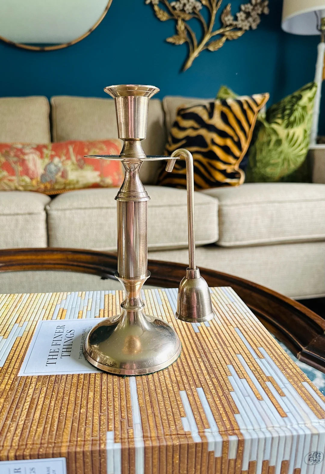 Vintage Brass Candleholder w/Snuffer | Etsy (US)