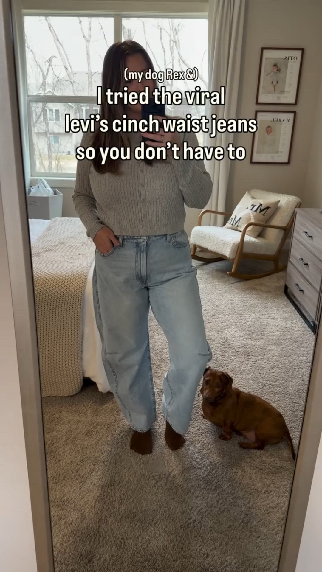 I tried the viral Levi’s cinch waist jeans so you don’t have to. And trust me you won’t need to… 😬 maybe a hot take but @levis have terrible fit and these are no exception. As a midsize 10/12 mom, these aren’t it. They’re super high rise and hit at a weird height, as per every review, you’ll need to size up 1-2 sizes (not tts), plus the back rise is so straight and absolutely no curve or give or ease. These will be a return unfortunately. I want to love them but just can’t as a midsize girlie. #midsize #midsizegals #viraljeans #midsizefashioninspo
