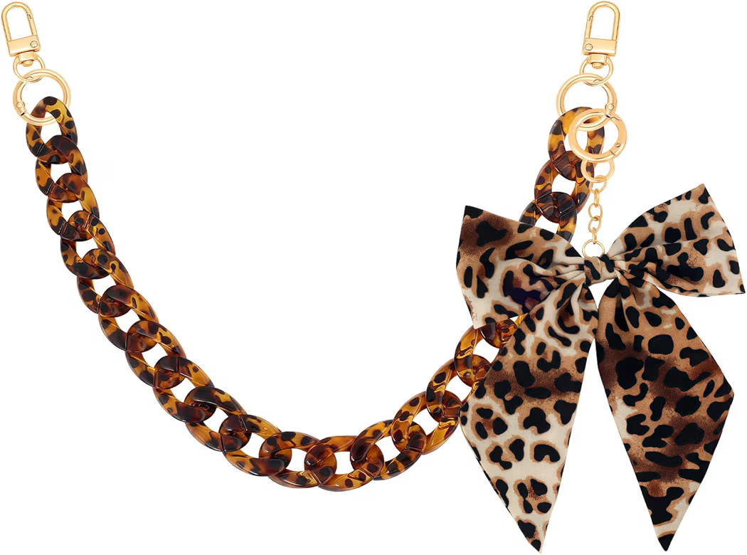 Leopard Print Purse Chain Strap 17.9 Inch Chunky Acrylic Bag Handle Shoulder Strap Replacement wi... | Amazon (US)