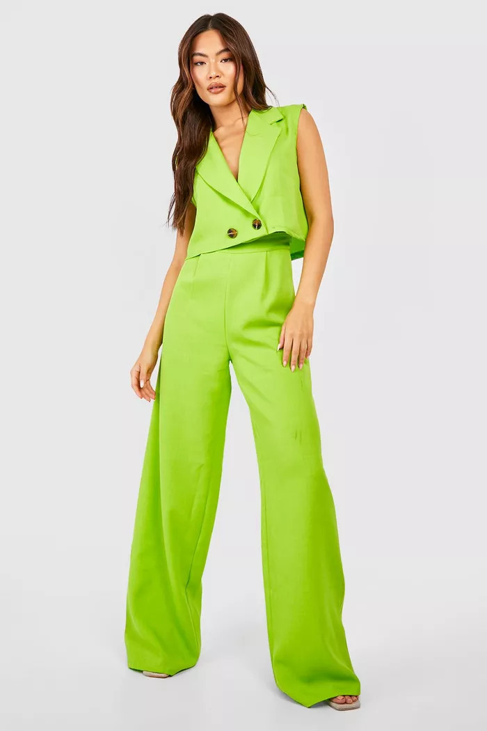 Textured Wide Leg Dress Pants | Boohoo.com (US & CA)