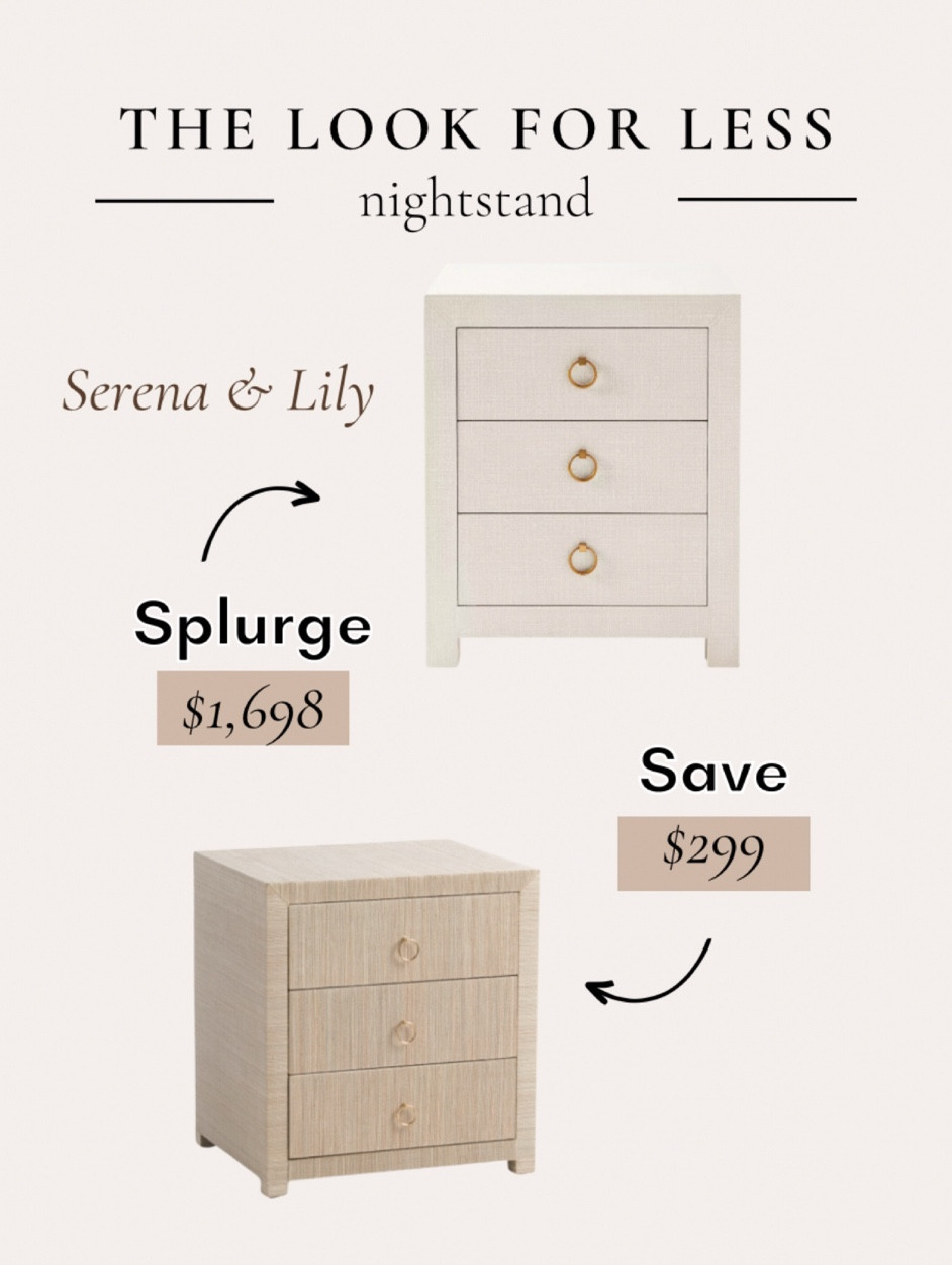 Get the look for less! Inspired by the Serena & Lily Driftway 3- Drawer Nightstand. This lookalike features the same wrapped linen finish and hardware! 
•••
Serena and lily, neutral nightstand, lookalike, Serena and Lily dupe, look for less, bedroom furniture, woven nightstand, neutral nightstand, beige nightstand, tan nightstand, bedside table 



#LTKSaleAlert #LTKHome