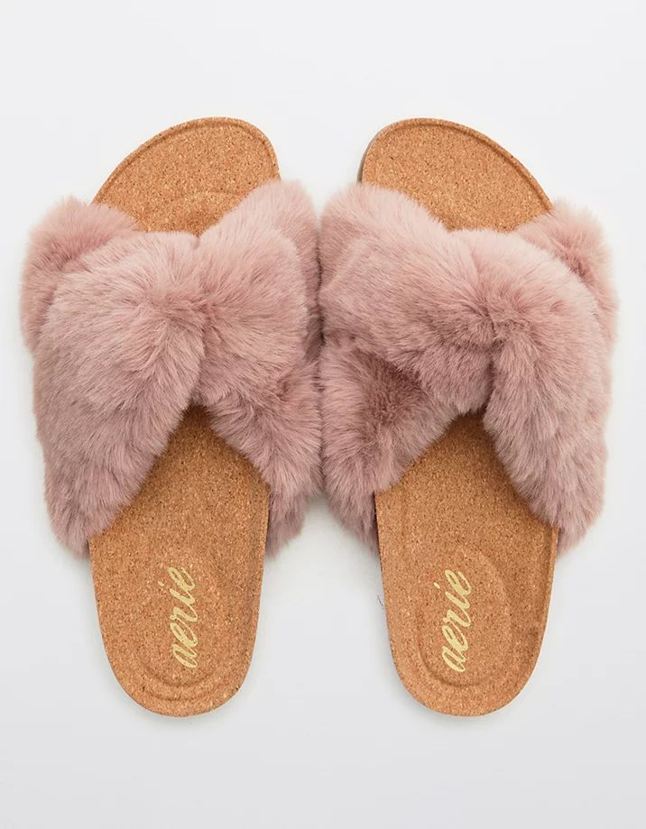 Aerie Fur Cork Slides | American Eagle Outfitters (US & CA)