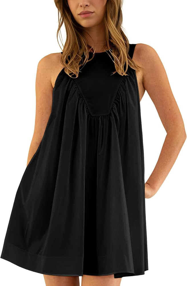 Ailoqing Women's 2025 Summer Casual Sleeveless Dresses Spring A-Line Mini Dress Beach Vacation Su... | Amazon (US)