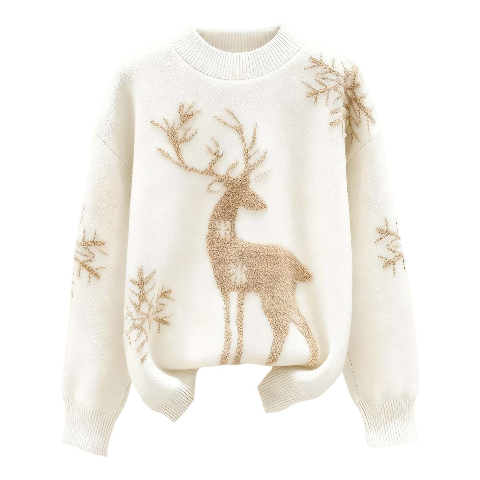 Wovix Women Christmas Sweater Reindeer Graphic Printed Oversized Pullover Crewneck Long Sleeve Sw... | Walmart (US)