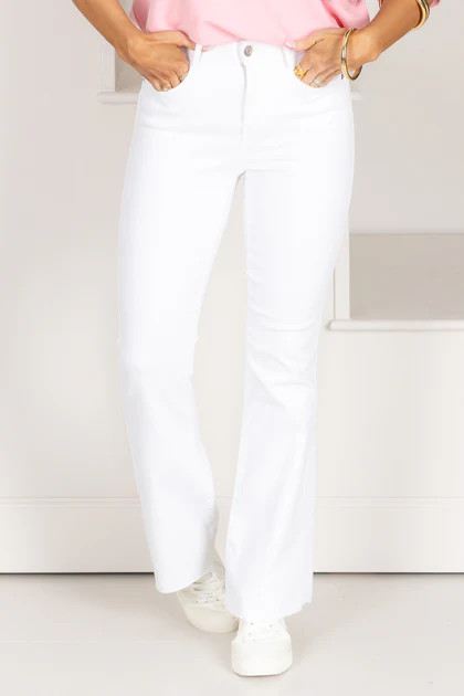 Tribal Audrey White Flare Jean | The Willow Tree