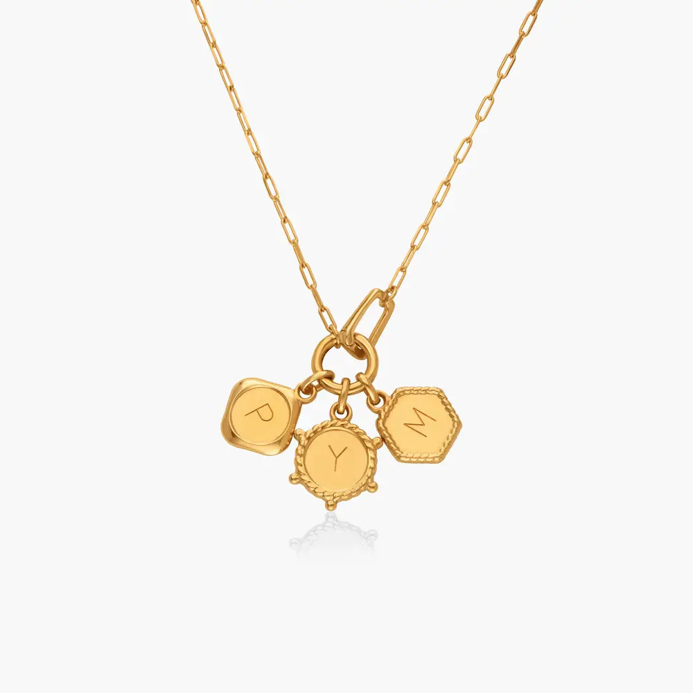 The Charmer Coins & Initials Necklace- Gold Plated | Oak & Luna (US)
