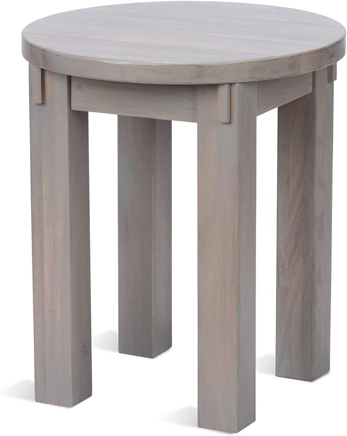 Outdoor Acacia Wooden Side Table Round Perfect for Patio or Balcony Weathered Gray, 23x20x20 | Amazon (US)