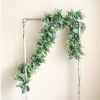 Eucalyptus Garland, 5 Ft., Artificial Eucalyptus White Ribbons, Wedding Decor, Wedding Greenery Boho | Etsy (US)