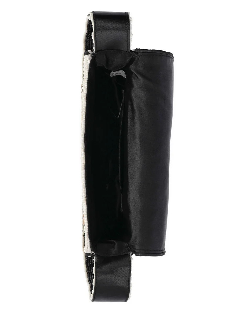 Scoop Women's Beaded Flap Shoulder Bag, Black/White | Walmart (US)