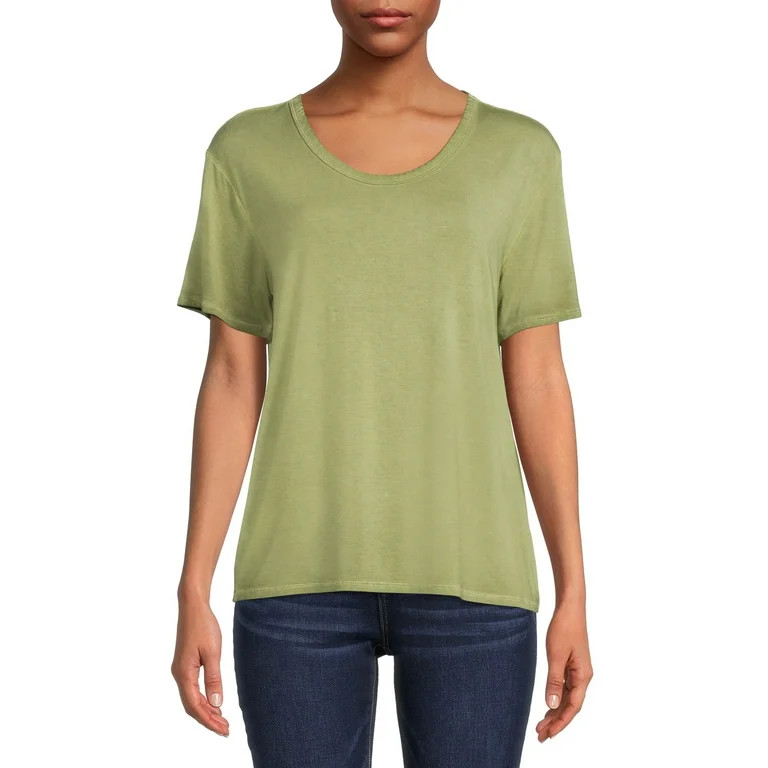 Time and Tru Women's Washed Scoop Neck - Walmart.com | Walmart (US)