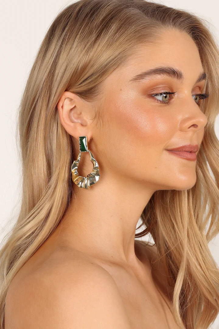 Matilda Statement Earrings - Gold/Green | Petal & Pup (US)