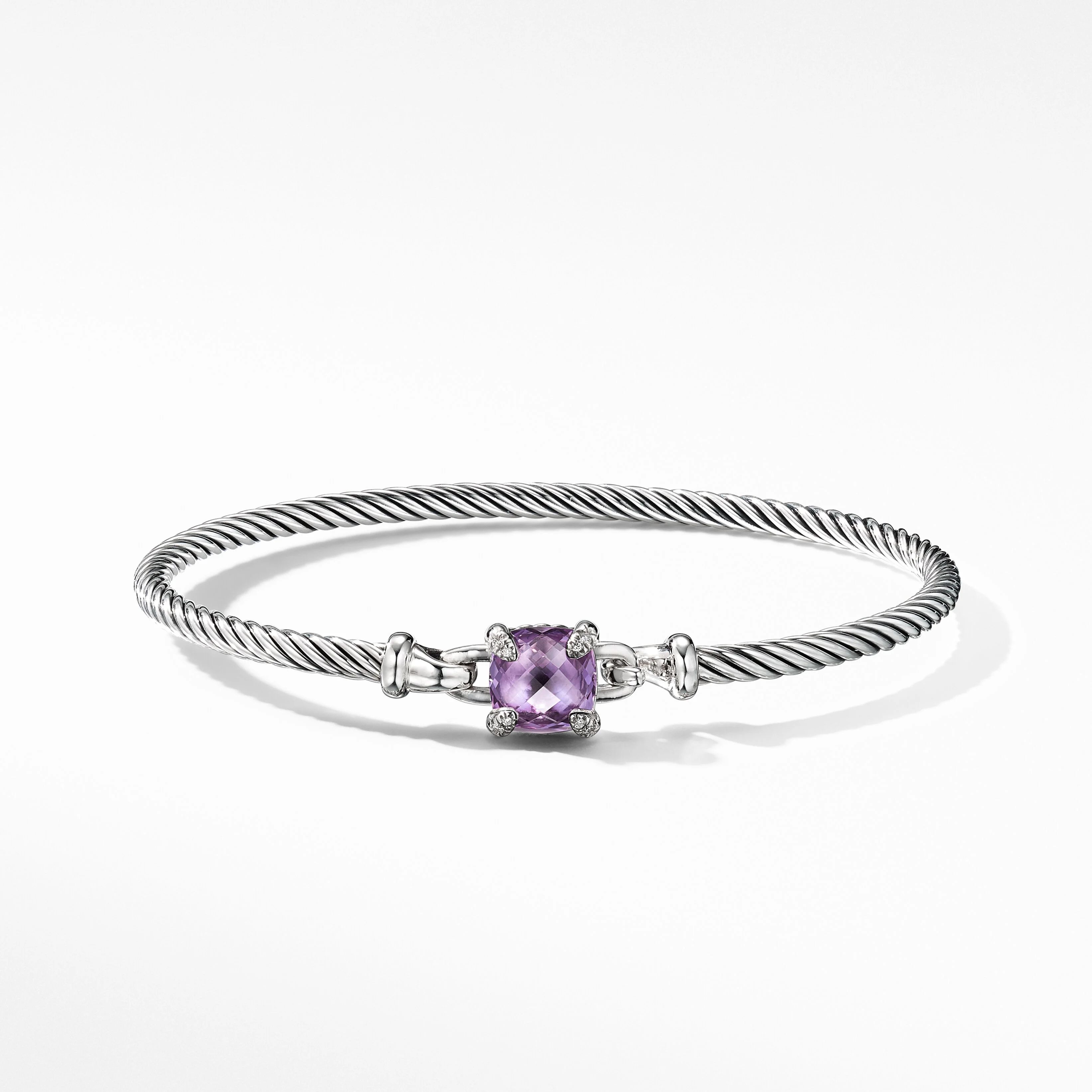 Chatelaine® Bracelet in Sterling Silver with Amethyst and Pavé Diamonds | David Yurman