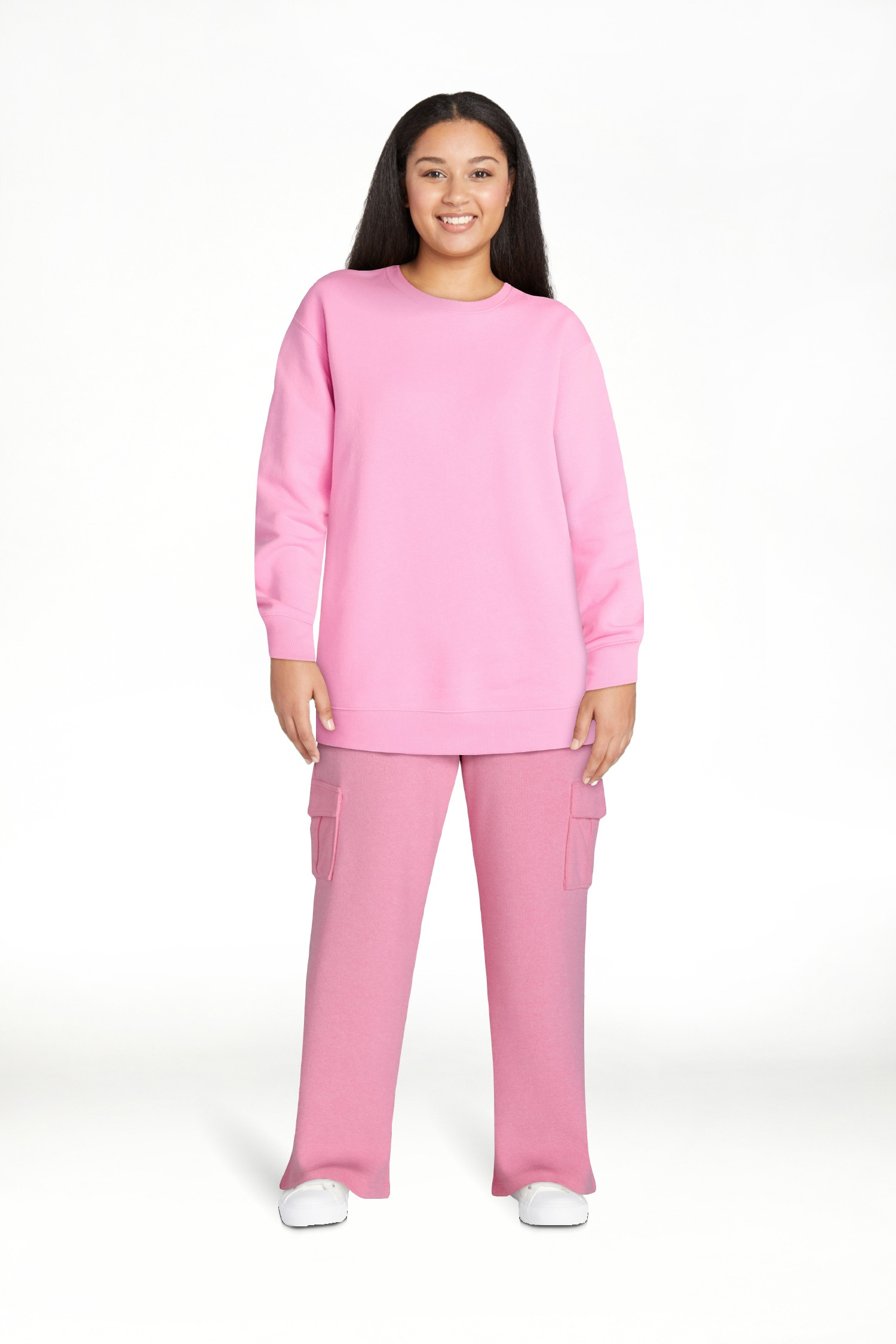 No Boundaries Fleece Oversized Sweatshirt with Long Sleeves, Women’s Sizes XXS-4X | Walmart (US)