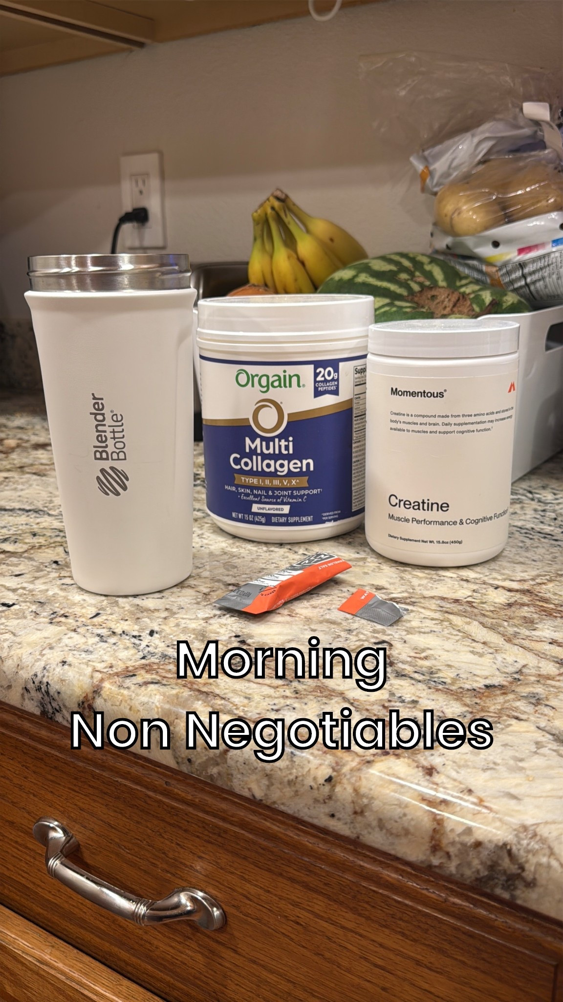 Every morning I start with my collagen, creatine and LMNT salts. #morningroutine #nonnegotiable 

#LTKActive #LTKBeauty #LTKHome