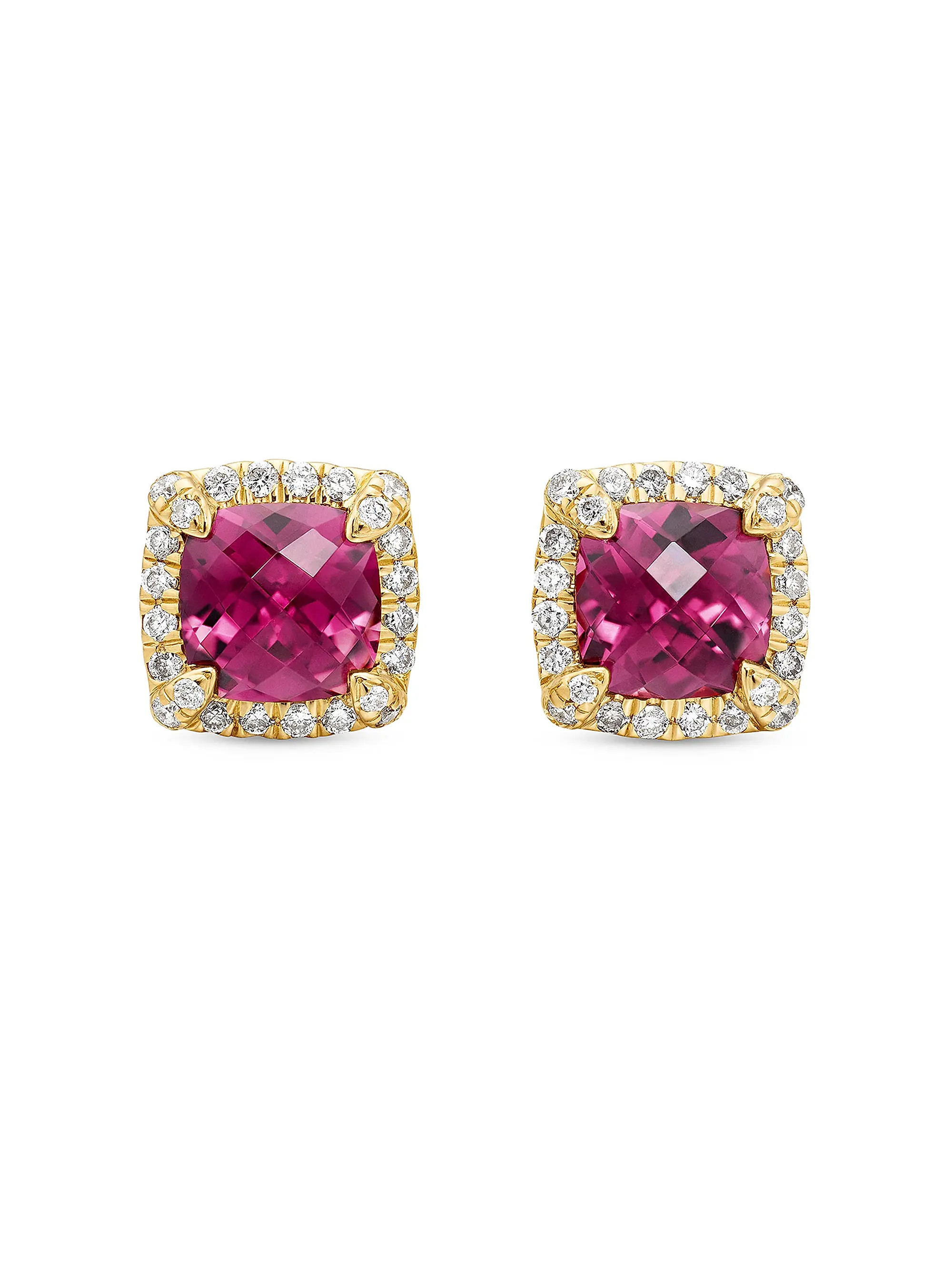 Petite Chatelaine Pavé Bezel Stud Earrings in 18K Yellow Gold | Saks Fifth Avenue