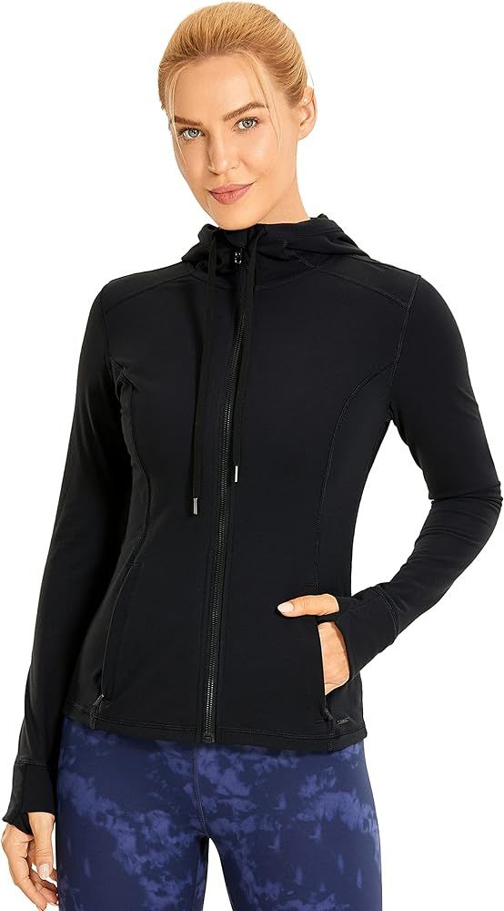 CRZ YOGA Women's Brushed Full Zip Hoodie Jacket Sportswear Hooded Workout Track Running Jacket wi... | Amazon (US)