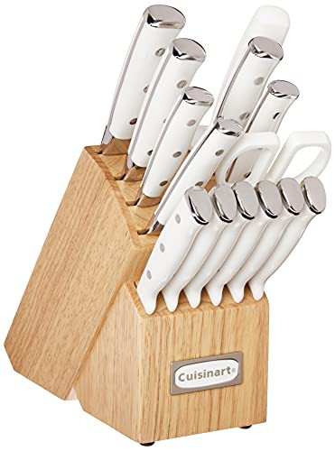 Cuisinart C77WTR-15P Classic Forged Triple Rivet, 15-Piece Knife Set, White | Amazon (US)