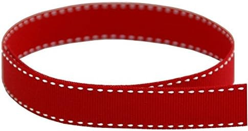 USA Made 3/8" Red & White Saddle Stitch Grosgrain Ribbon - 20 Yards (3/8" & 5/8" Options) | Amazon (US)