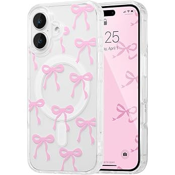 UEEBAI Magnetic for iPhone 16 Case, Bow Case Compatible with MagSafe, Wireless Slim Clear Ribbon ... | Amazon (US)