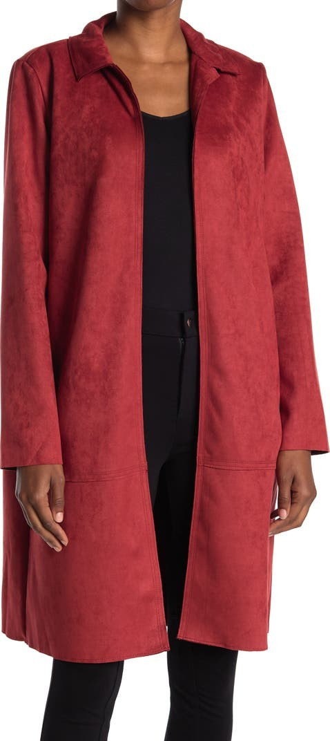 Long Sleeve Notch Collar Faux Suede Coat | Nordstromrack | Nordstrom Rack