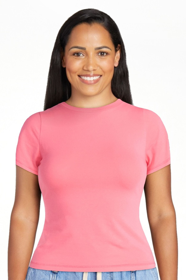 Scoop Women’s Stretch Cotton Blend Baby Tee with Short Sleeves, Sizes XS-XXL | Walmart (US)