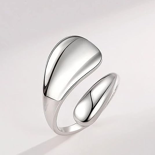 925 Sterling Silver Rings Handmade Rings Adjustable Open Teardrop Rings Waterdrop Ring for Women | Amazon (US)
