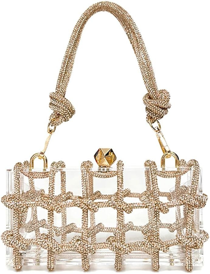 Clear Acrylic Bag Rhinestone Acrylic Clutch Crystal Evening Purses for Women Glitter Handbag for ... | Amazon (US)