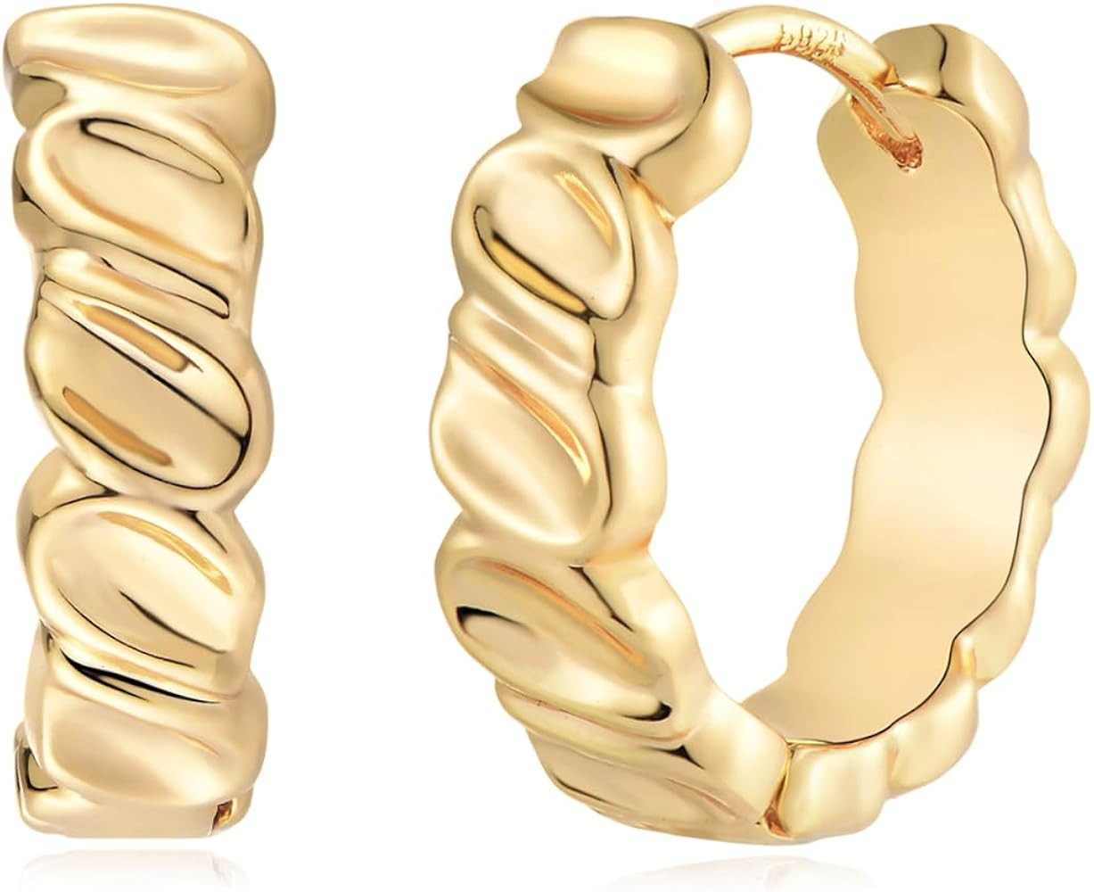 MYEARS Women Earrings Gold Huggie Hoop 14K Small Simple Hypoallergenic Everyday Jewelry | Amazon (US)