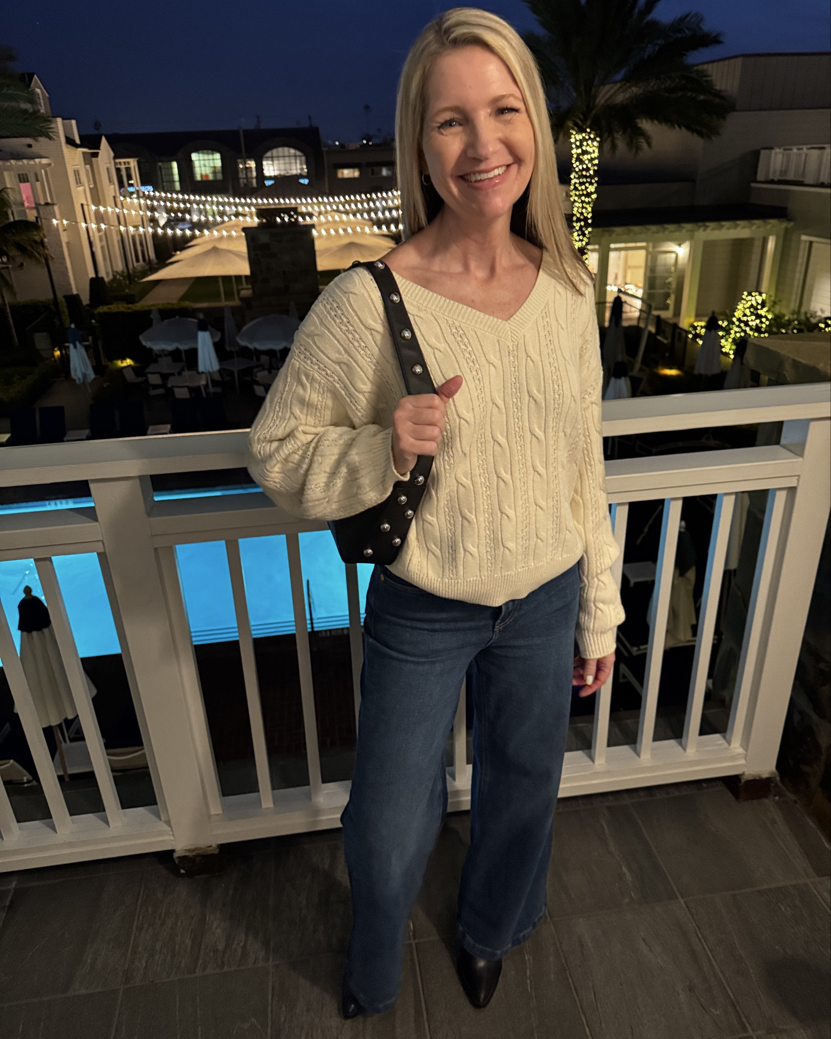 My date night outfit is on major sale this weekend. My bow back sweater is a Nordstrom sale find and so cute for the holiday. It also comes in baby blue. 

My favorite Gap jeans are marked down to $25 right now. And my studded purse is Target. 

#LTKOver40 #LTKSaleAlert #LTKHoliday