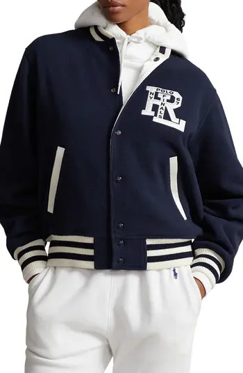 Polar Fleece Reversible Varsity Bomber Jacket | Nordstrom