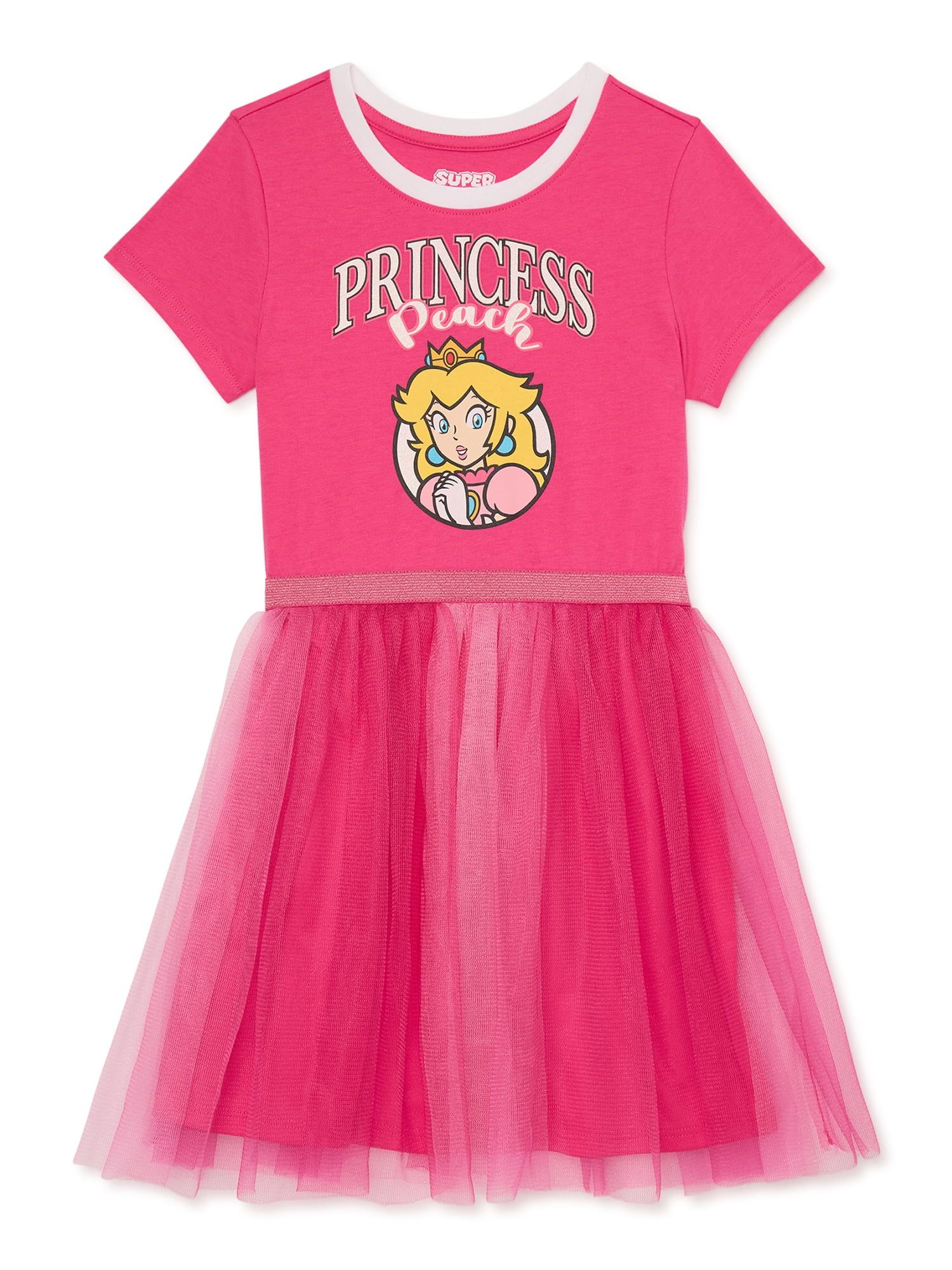 Nintendo Princess Peach Girls Cosplay Dress with Short Sleeves, Sizes 4-18 & Plus | Walmart (US)