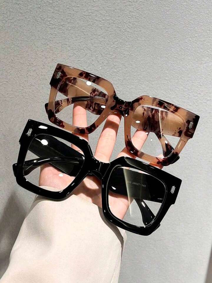 2pcs Square Frame Blue Light Blocking And Anti-Glare Glasses Combo Clear Glasses Accessories | SHEIN