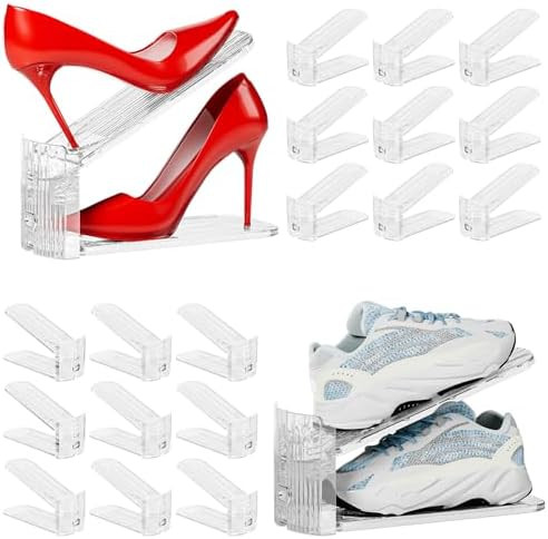 Neprock Shoe Slots Organizer for Closet, 20 Pack Acrylic Shoe Stackers Shoe Rack Holder, 3 Levels... | Amazon (US)