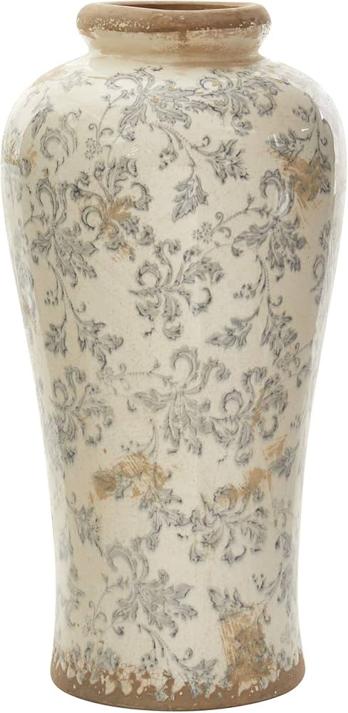 Nearly Natural 16in. Tuscan Ceramic Floral Scroll Urn Vase | Amazon (US)