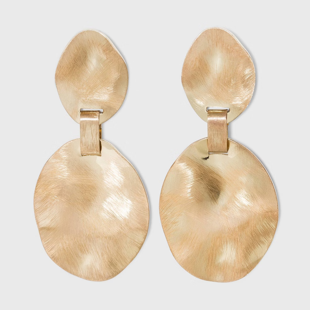 Worn Gold Discs Statement Earrings - A New Day Gold | Target