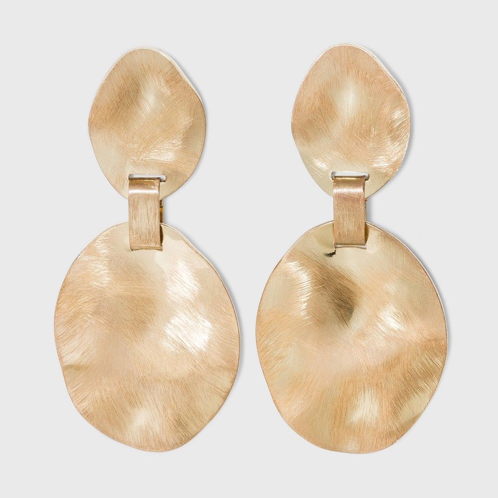 Worn Gold Discs Statement Earrings - A New Day Gold | Target
