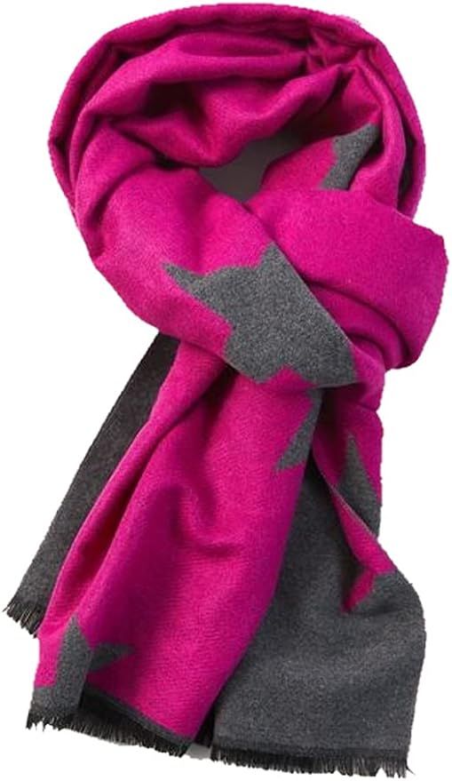 LilyRosa® Star Scarf Winter Reversible Grey Pink Navy Blue Mustard Ladies Stars Wrap | Amazon (UK)