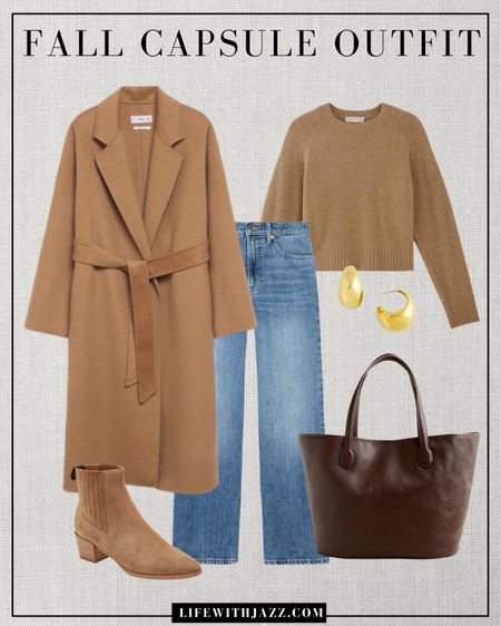 Fall outfit inspo 

Smart casual  / fall style / capsule wardrobe / coat / cashmere sweater / jeans / boots / leather tote / suede tote / gold jewelry

#LTKSeasonal #LTKstyletip