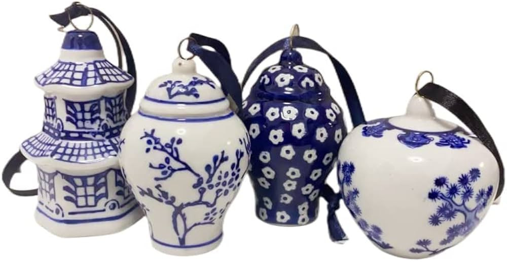 4 Pieces Mini Ginger Jar Ornaments Porcelain Hanging Ornaments Vintage Chinoiserie Decor Porcelai... | Amazon (US)