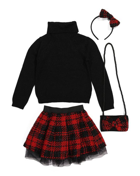 2pc Girls Sweater And Skirt Set With Headband And Purse | TJ Maxx