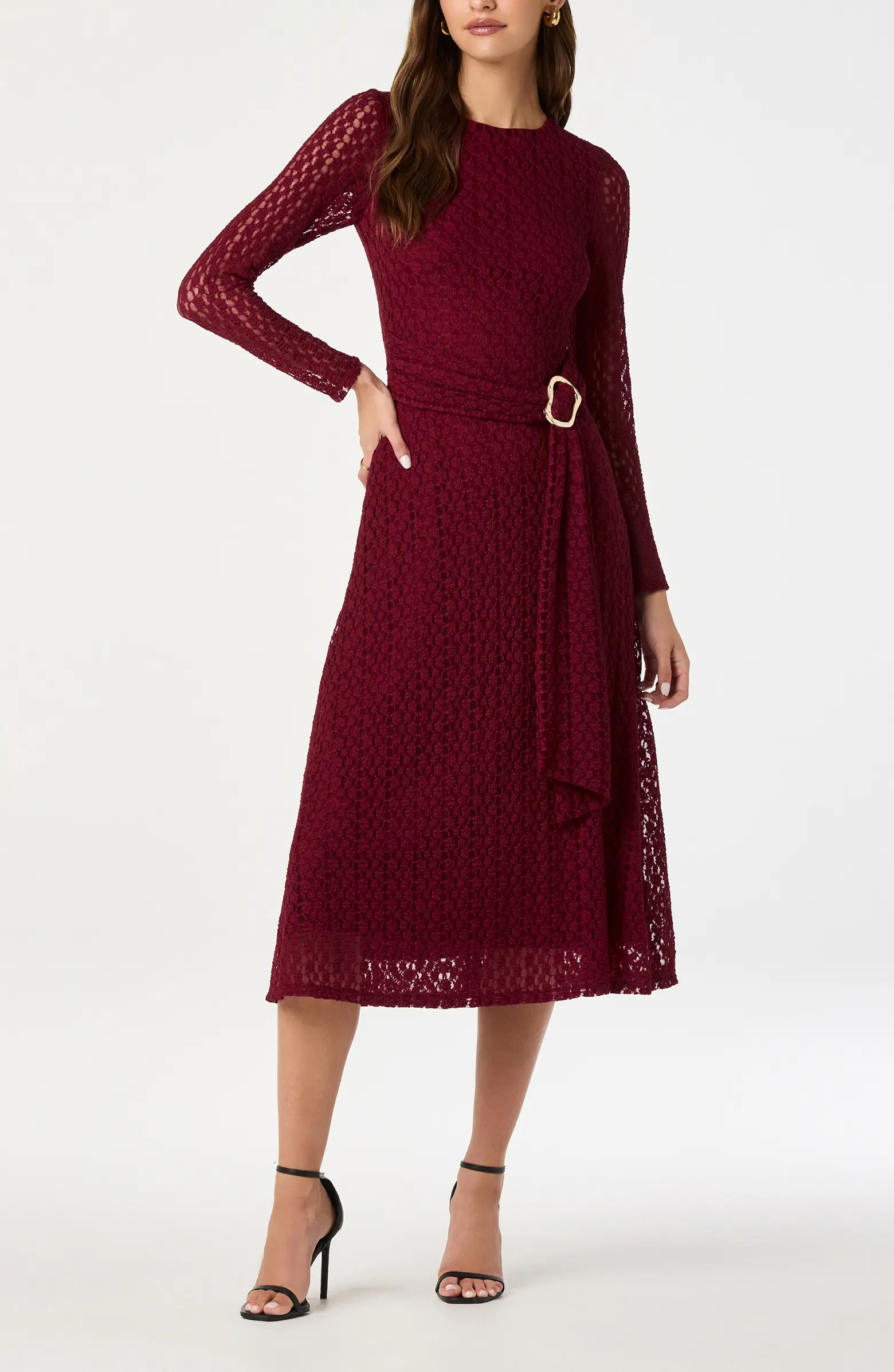 ASTR the Label Long Sleeve Lace Midi Dress | Nordstrom | Nordstrom
