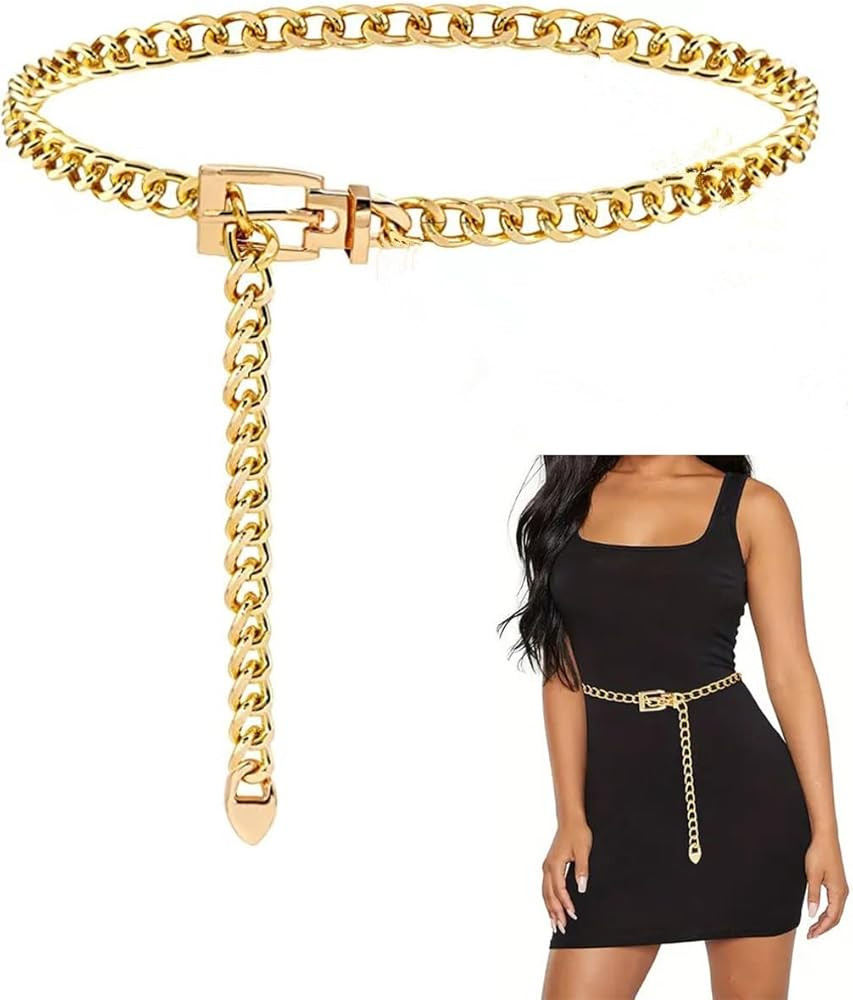 INOGIH Metal Waist Chain Belt for Women, Adjustable Women Belt Body Belly Jewelry for Dresses Jea... | Amazon (US)